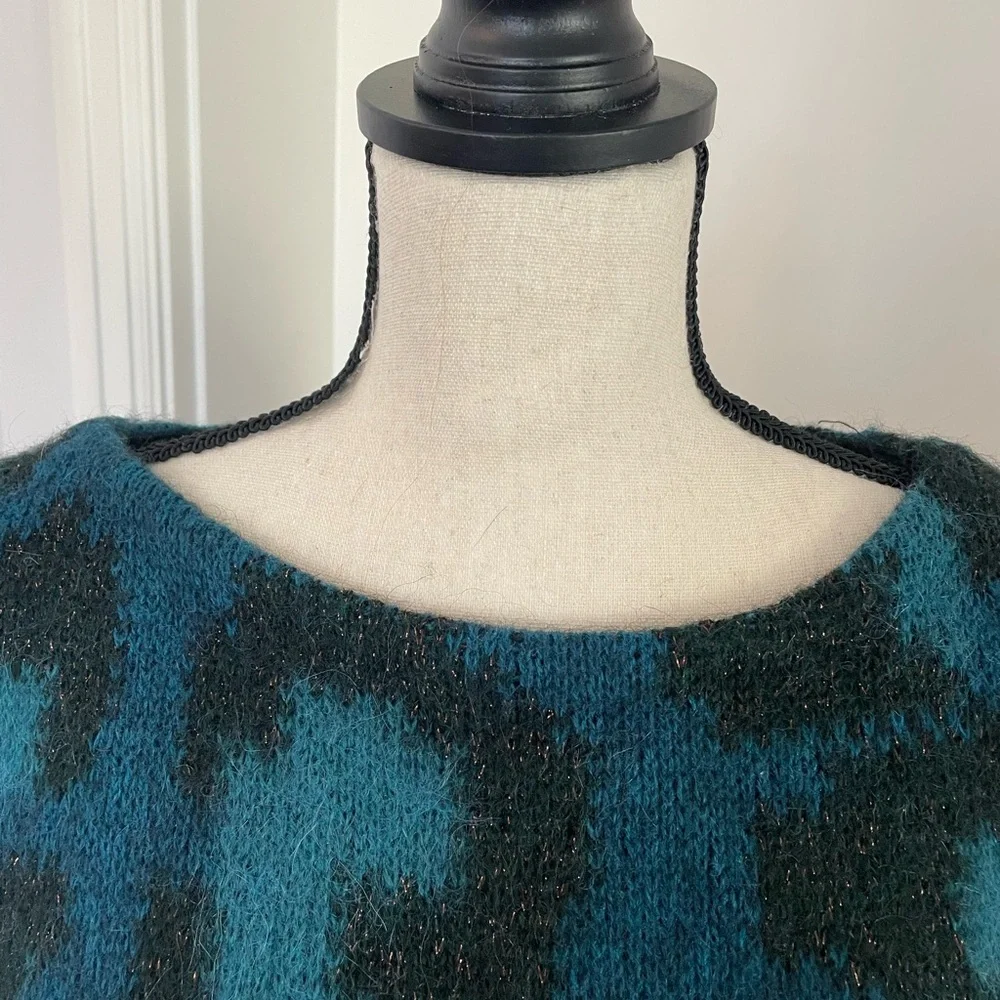 Maje Teal and Black Patterned Sweater - Picture 7 of 9